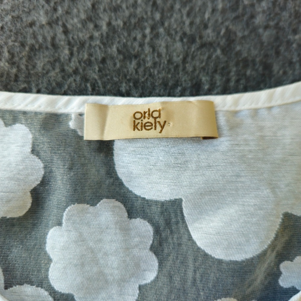 Orla Kiely Whimsical Top Sz M White Sheer Floral Applique Scoop Neck Twee Bridal - Picture 3 of 6